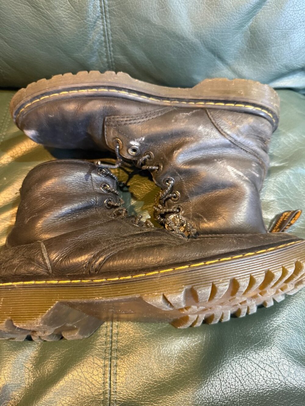 Dr. Martens Black Leather Lace-Up Work Boots Men's Size 10